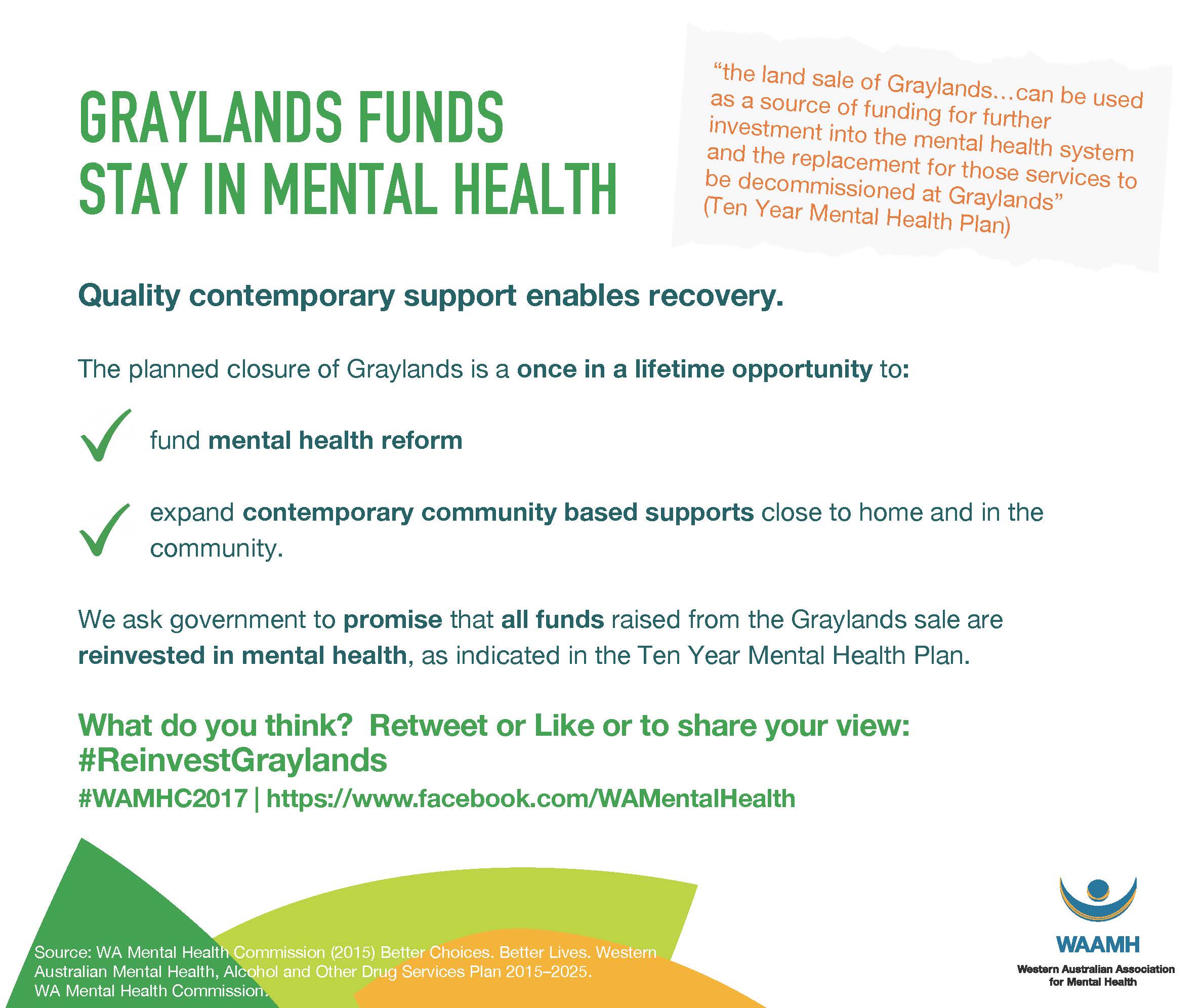 Update on 'Graylands Funds Stay in Mental Health' campaign | WAAMH