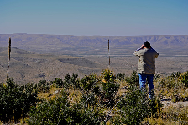 Man overlooking vast landscape view